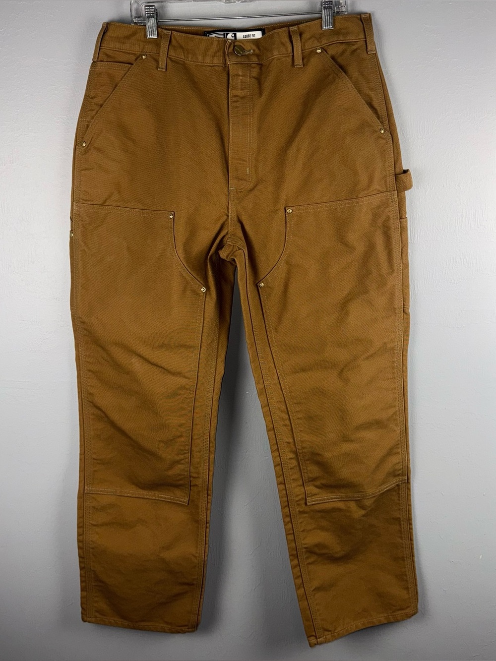 Carhartt Carpenter Pants 36x32 B01 Brown Tan Double Knee Loose Fit USA Work